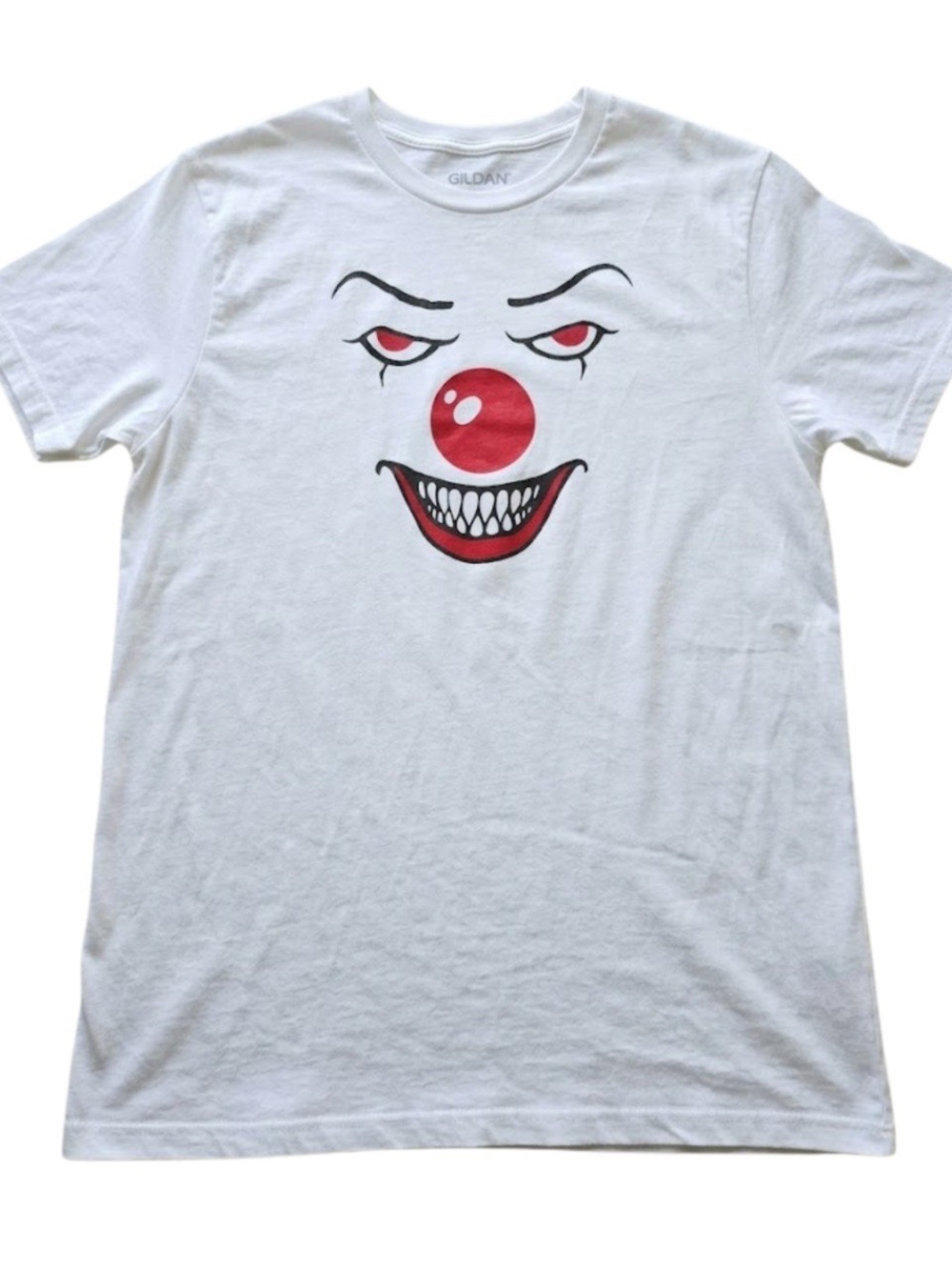 Gildan White Graphic Clown Horror T-Shirt